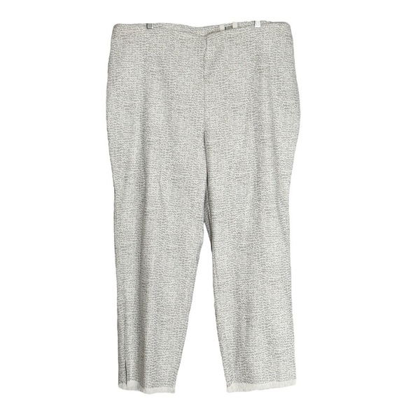 Alfani Gray Abstract Stripe Print Fringe Pull On Stretchy Ankle Pants 20W NWT - Picture 1 of 10